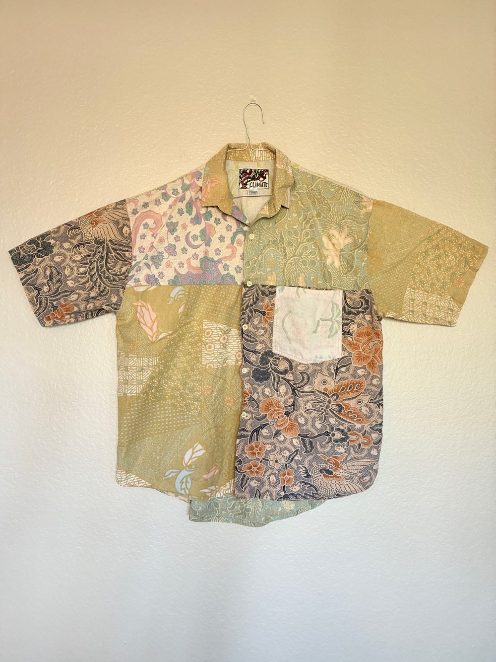 VTG CLIMATE Patchwork Floral Short-Sleeve Button Up Shirt Multicolor Men’s M